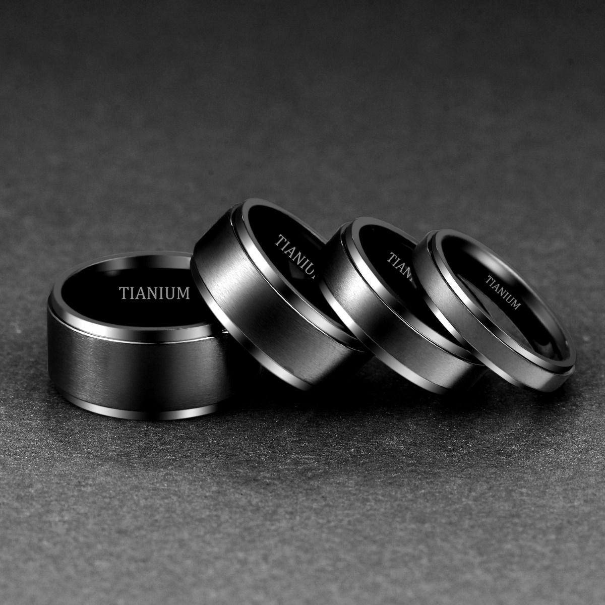 10mm Black Titanium Rings Man Women Brushed Matte Wedding Bands