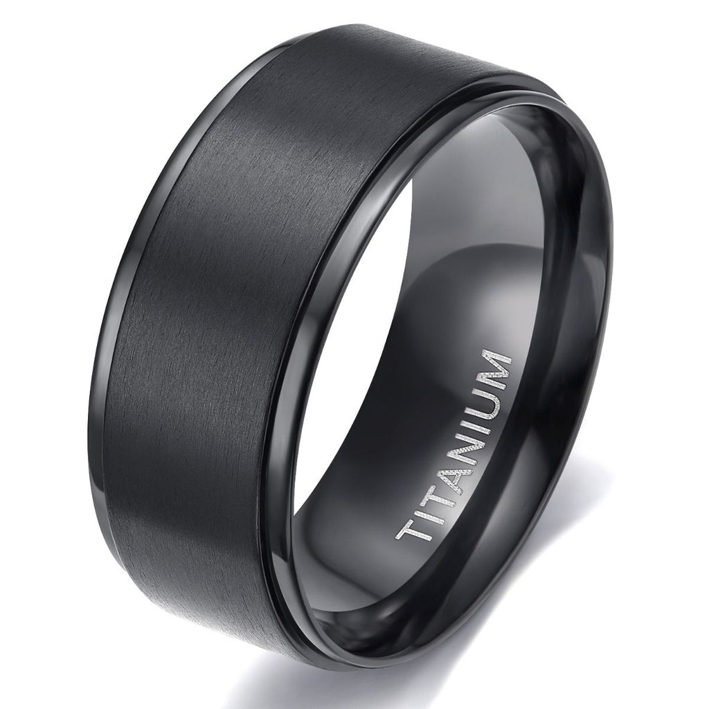 10mm Black Titanium Rings Man Women Brushed Matte Wedding Bands
