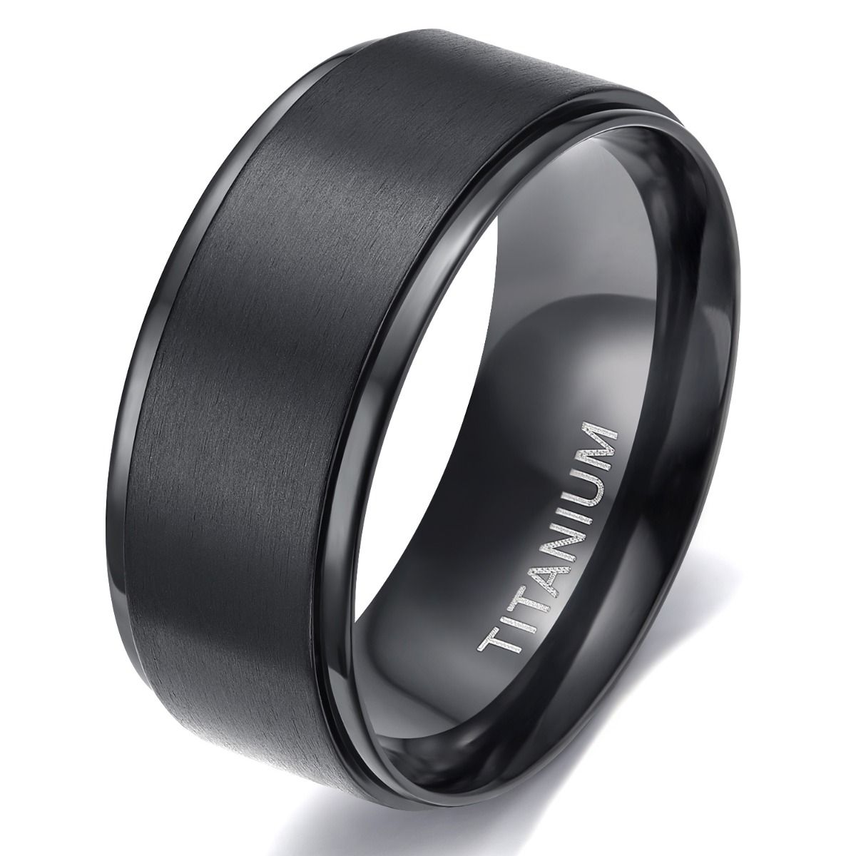 10mm Black Titanium Rings Man Women Brushed Matte Wedding Bands