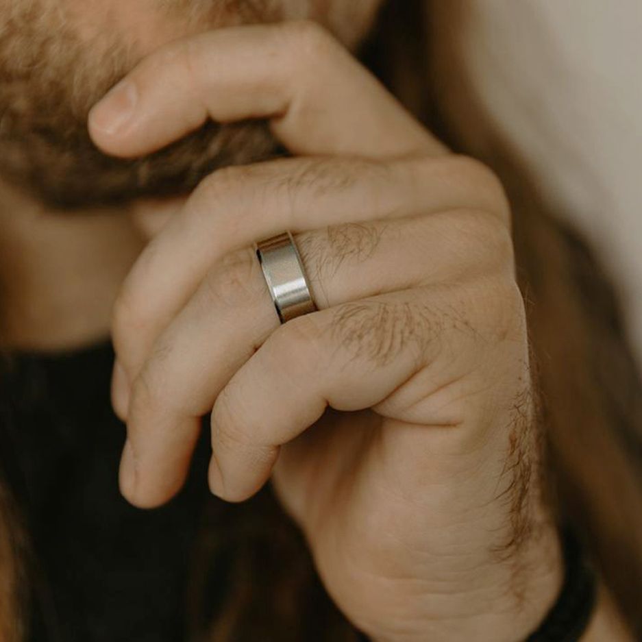 10mm Silver Color Men's Titanium Ring Brushed Women Wedding Bands