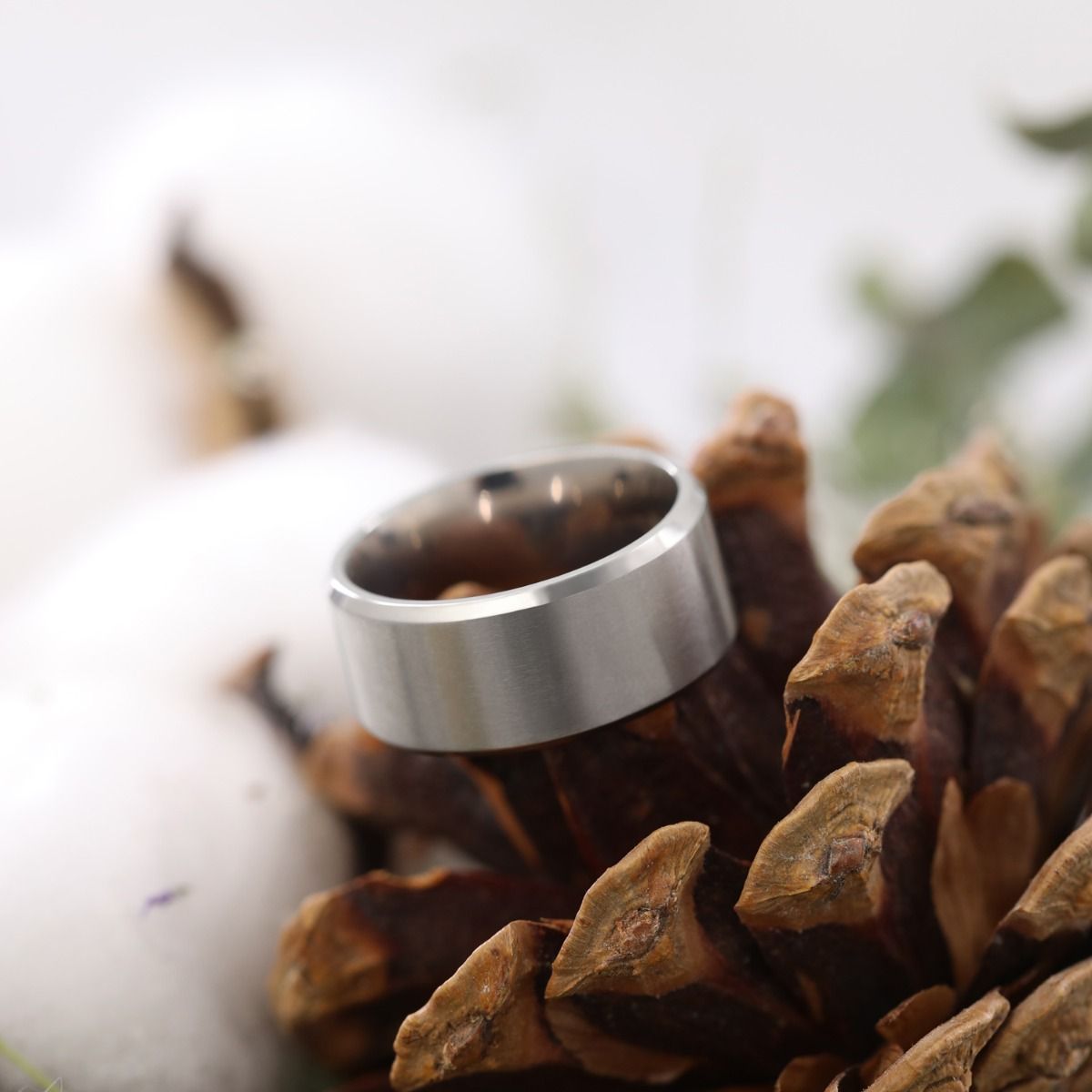 10mm Silver Color Men's Titanium Ring Brushed Women Wedding Bands