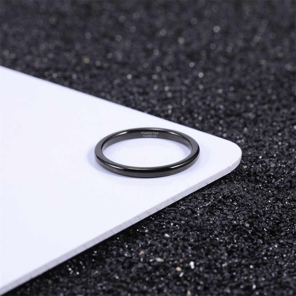 2mm Black Tungsten Carbide Rings High Polished Men Wedding Bands
