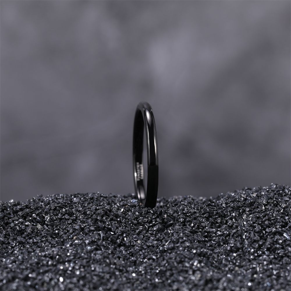 2mm Black Tungsten Carbide Rings High Polished Men Wedding Bands