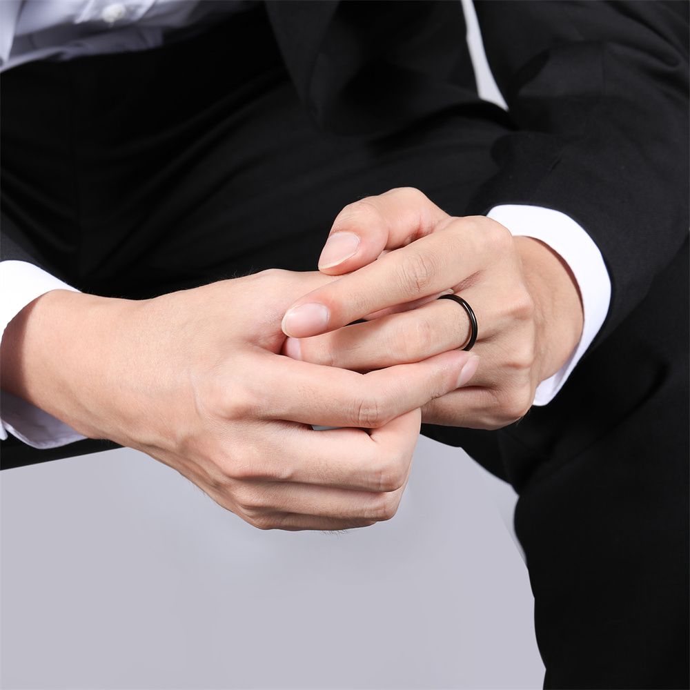 2mm Black Tungsten Carbide Rings High Polished Men Wedding Bands