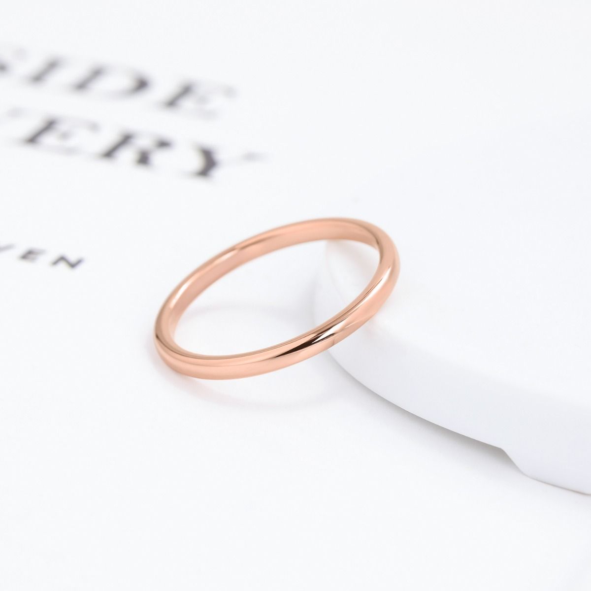 2mm Dome High Polished Tungsten Carbide Rings Rose Gold Women Engagement Wedding Bands