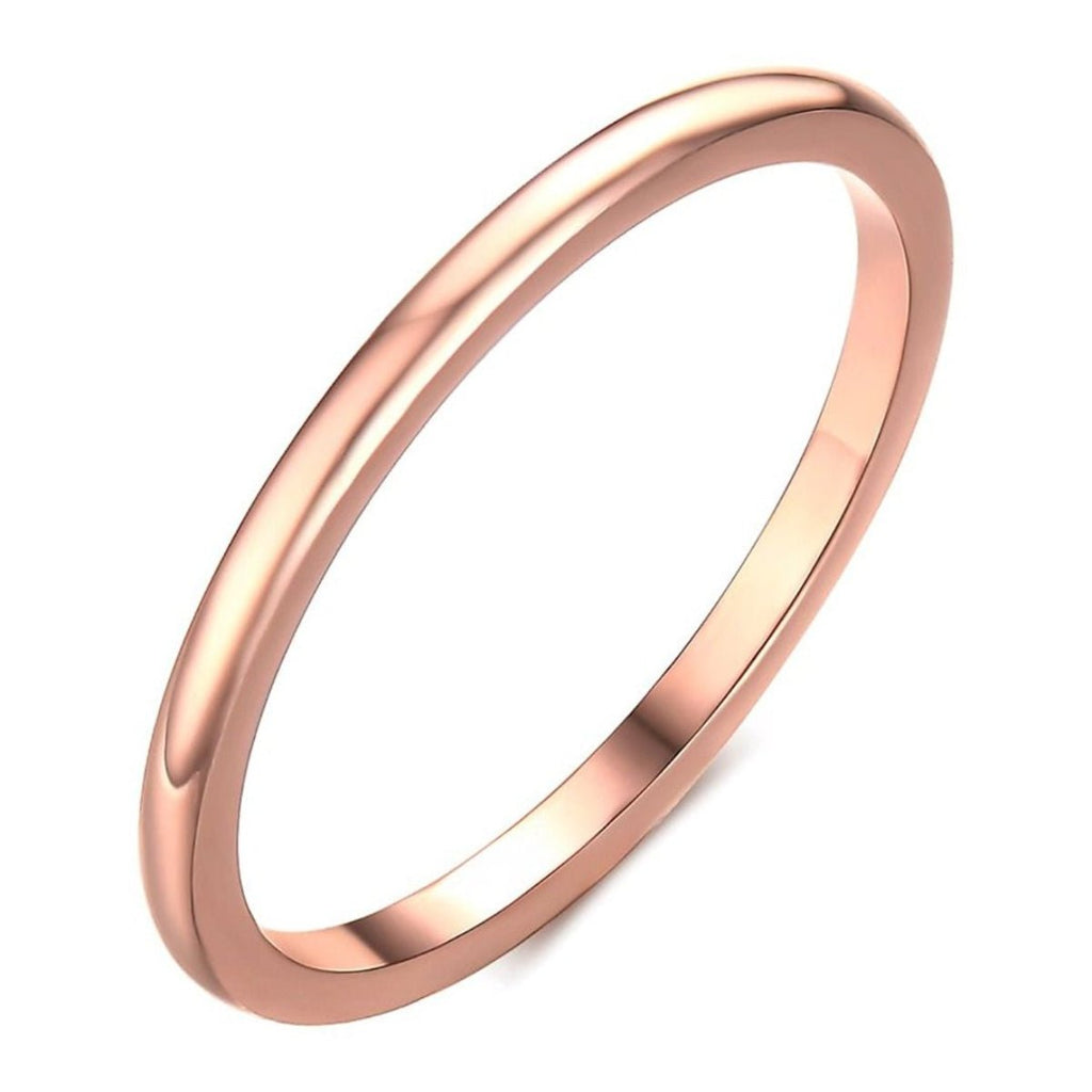 2mm Dome High Polished Tungsten Carbide Rings Rose Gold Women Engagement Wedding Bands