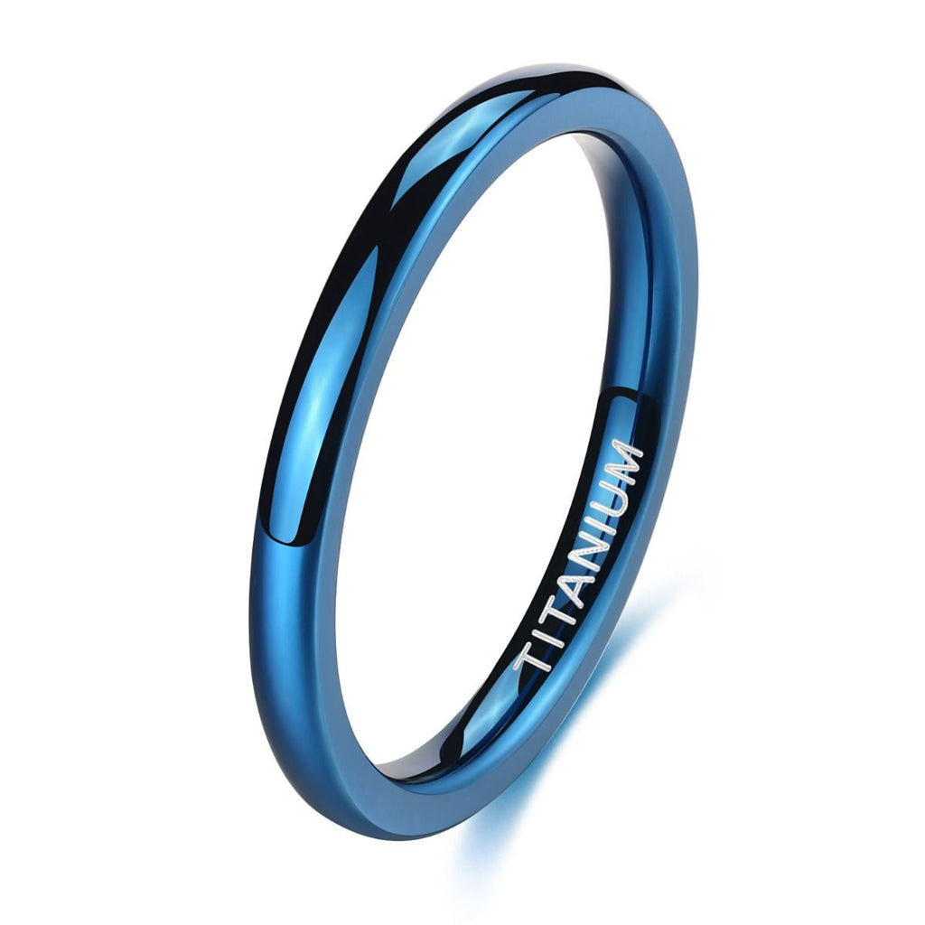 2mm Men Women Titanium Rings Blue Engagement Wedding Bands