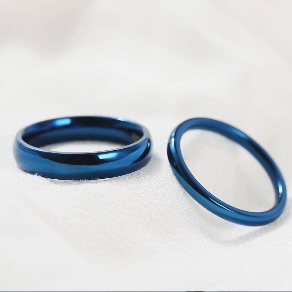 2mm Men Women Titanium Rings Blue Engagement Wedding Bands