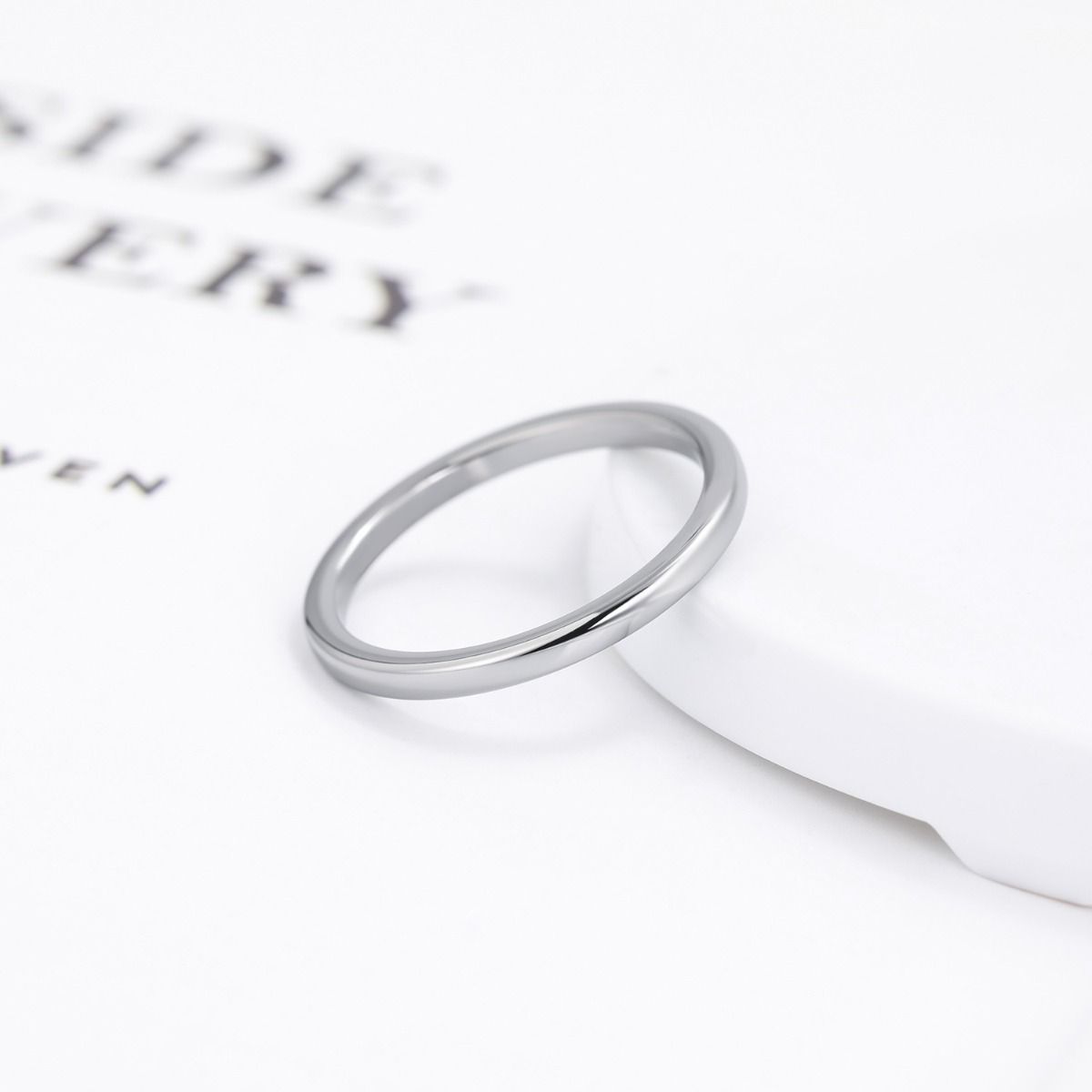 2mm Silver Color High Polished Tungsten Carbide Rings Women Engagement Rings