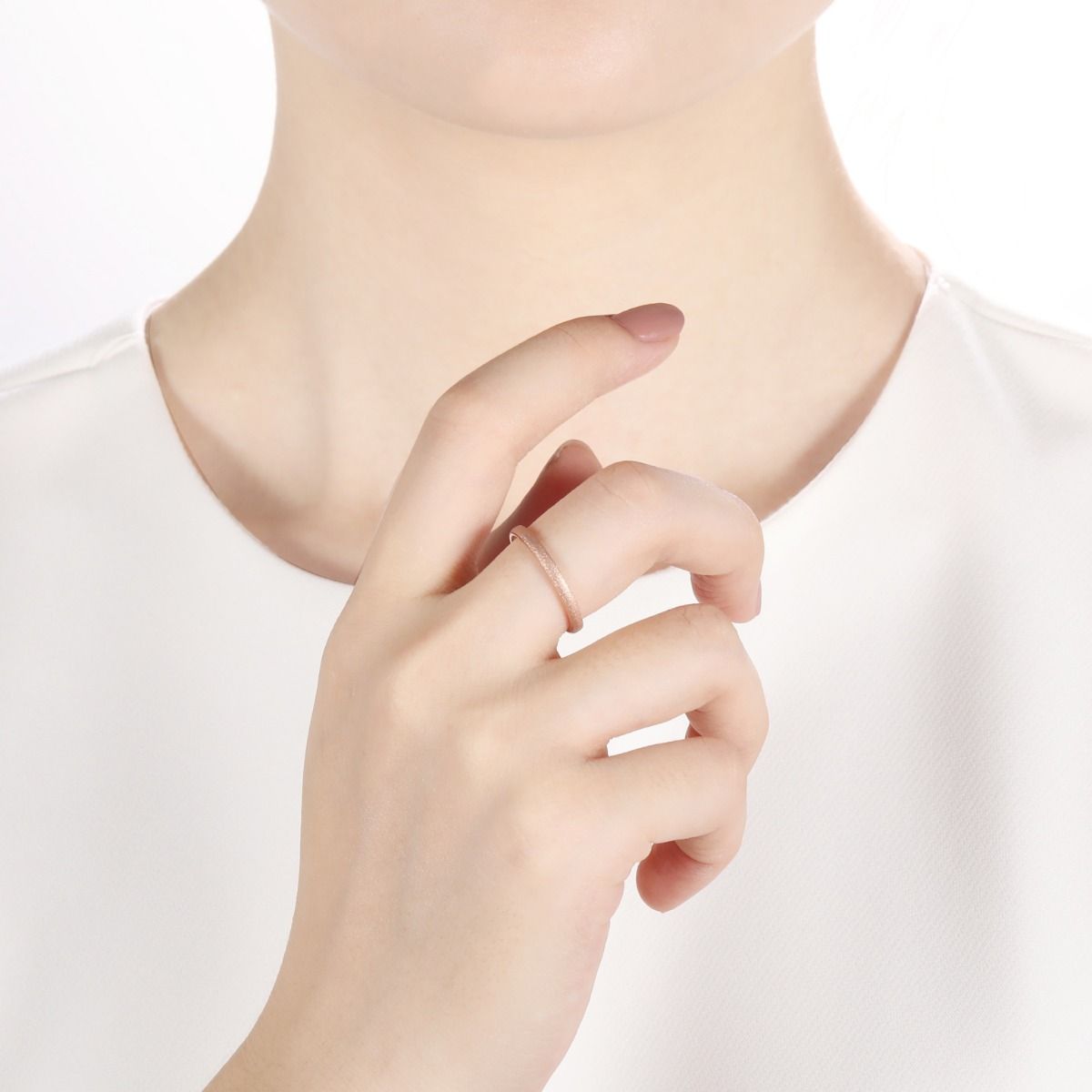 2mm Thin Tungsten Carbide Ring Women Rose Gold Frosted Matt Wedding Bands