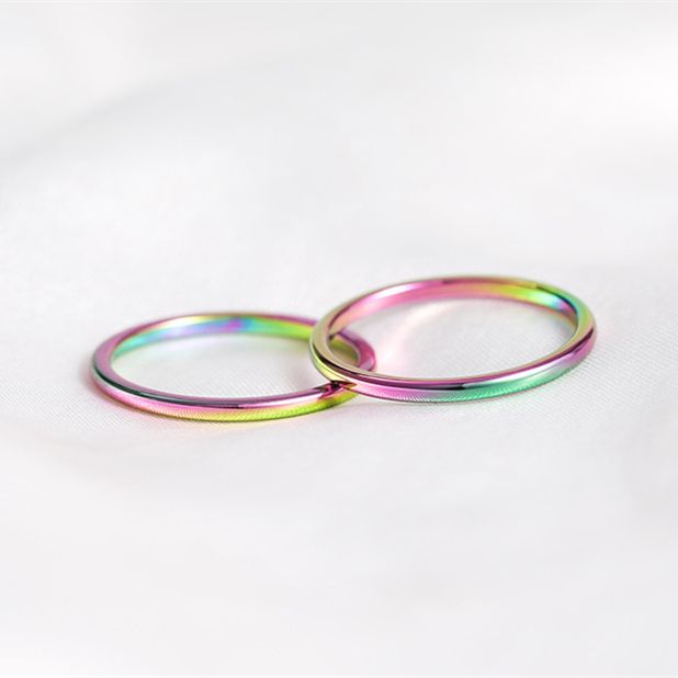 2mm Tungsten Carbide Ring Women Polished Color Stackable Ring Engagement Bands