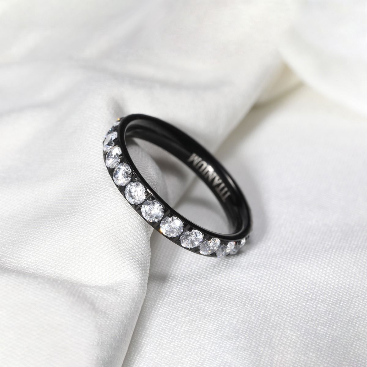 3mm Black Women Titanium Ring Cubic Zirconia Wedding Bands