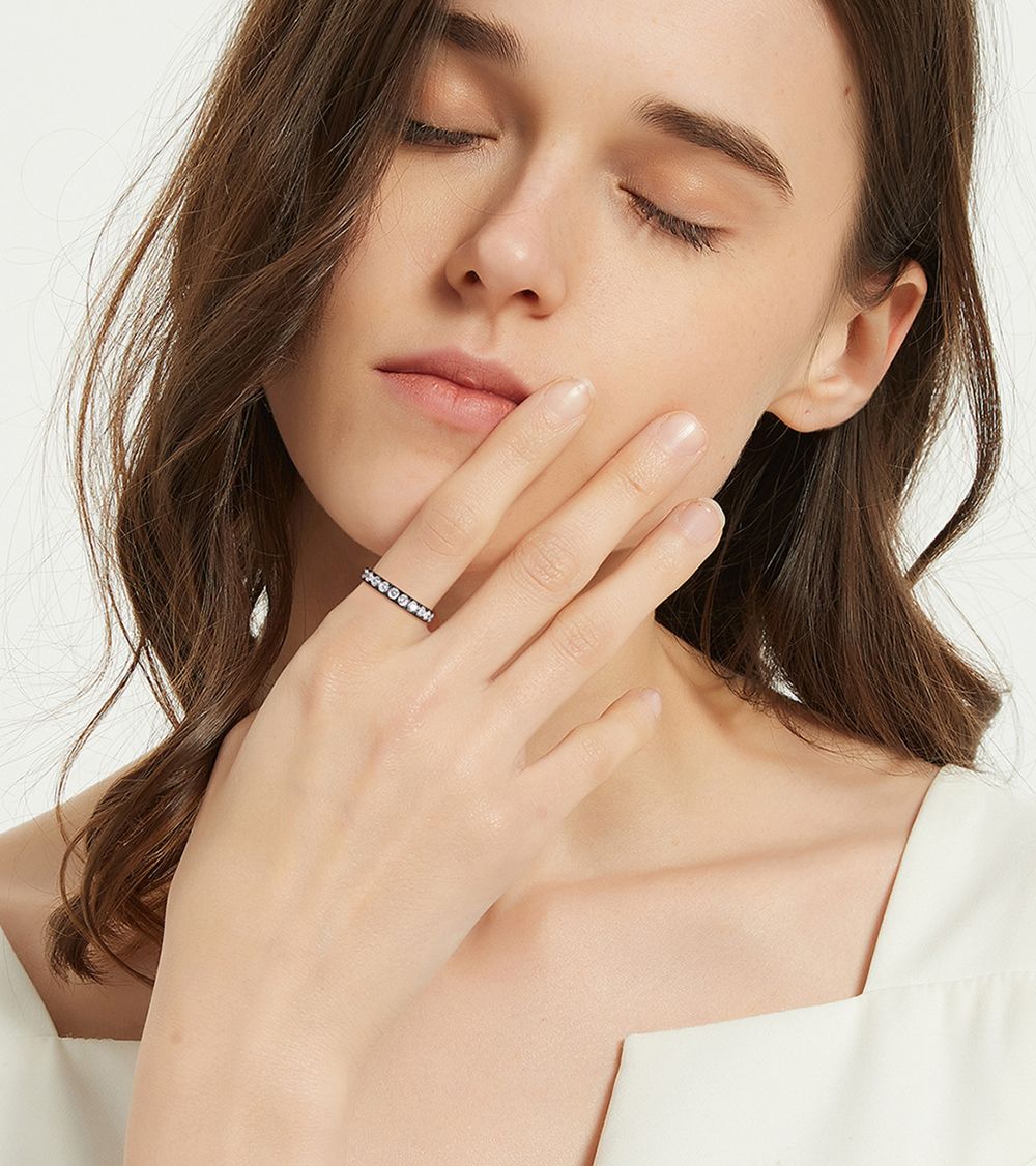 3mm Black Women Titanium Ring Cubic Zirconia Wedding Bands