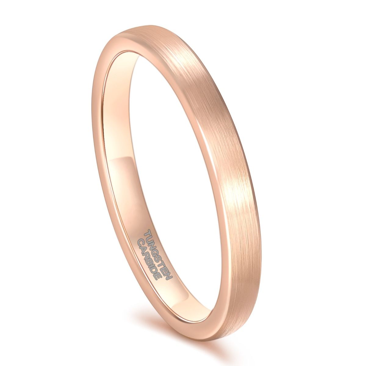 3mm Brushed Tungsten Carbide Rings Rose Gold Women Engagement Wedding Bands