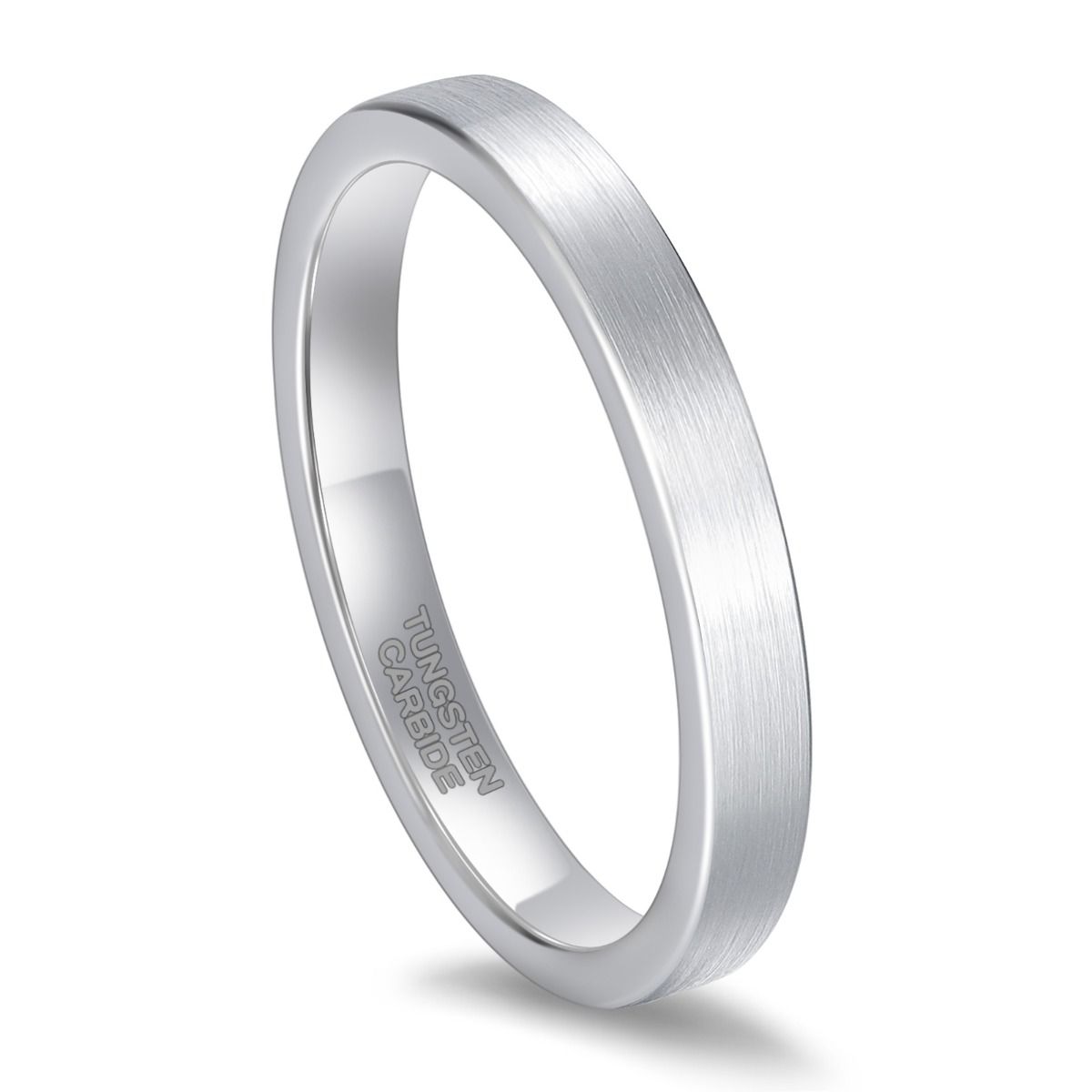 3mm Brushed Tungsten Carbide Rings Silver Color Women Engagement Wedding Bands