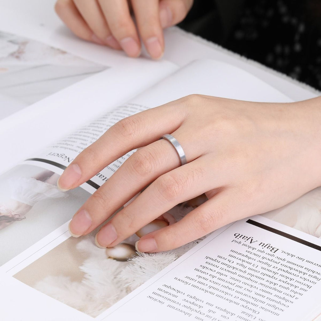 3mm Brushed Tungsten Carbide Rings Silver Color Women Engagement Wedding Bands