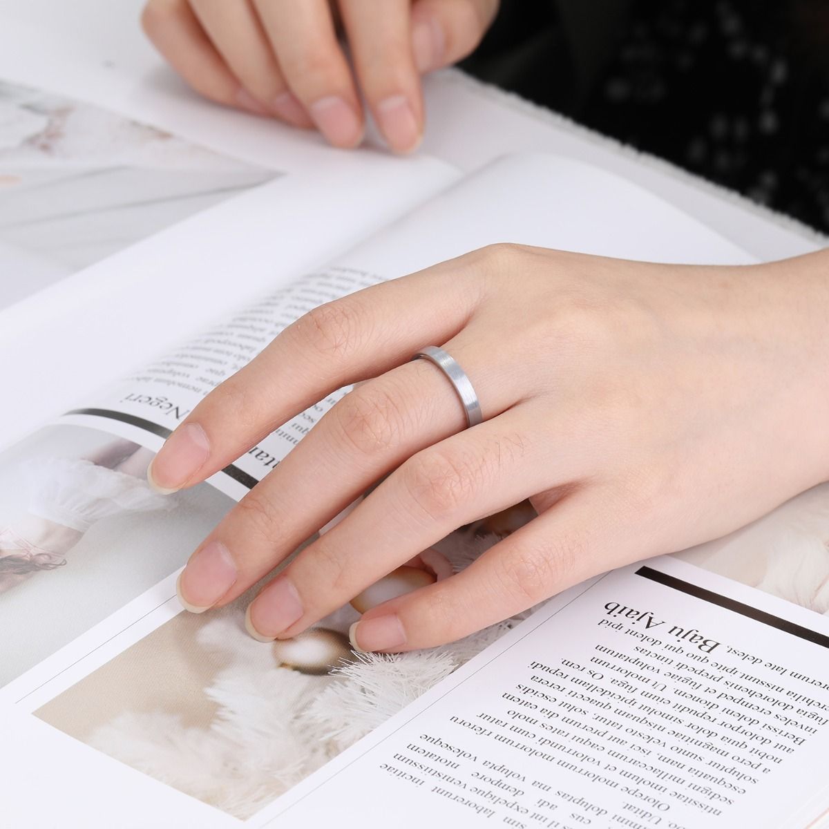 3mm Brushed Tungsten Carbide Rings Silver Color Women Engagement Wedding Bands