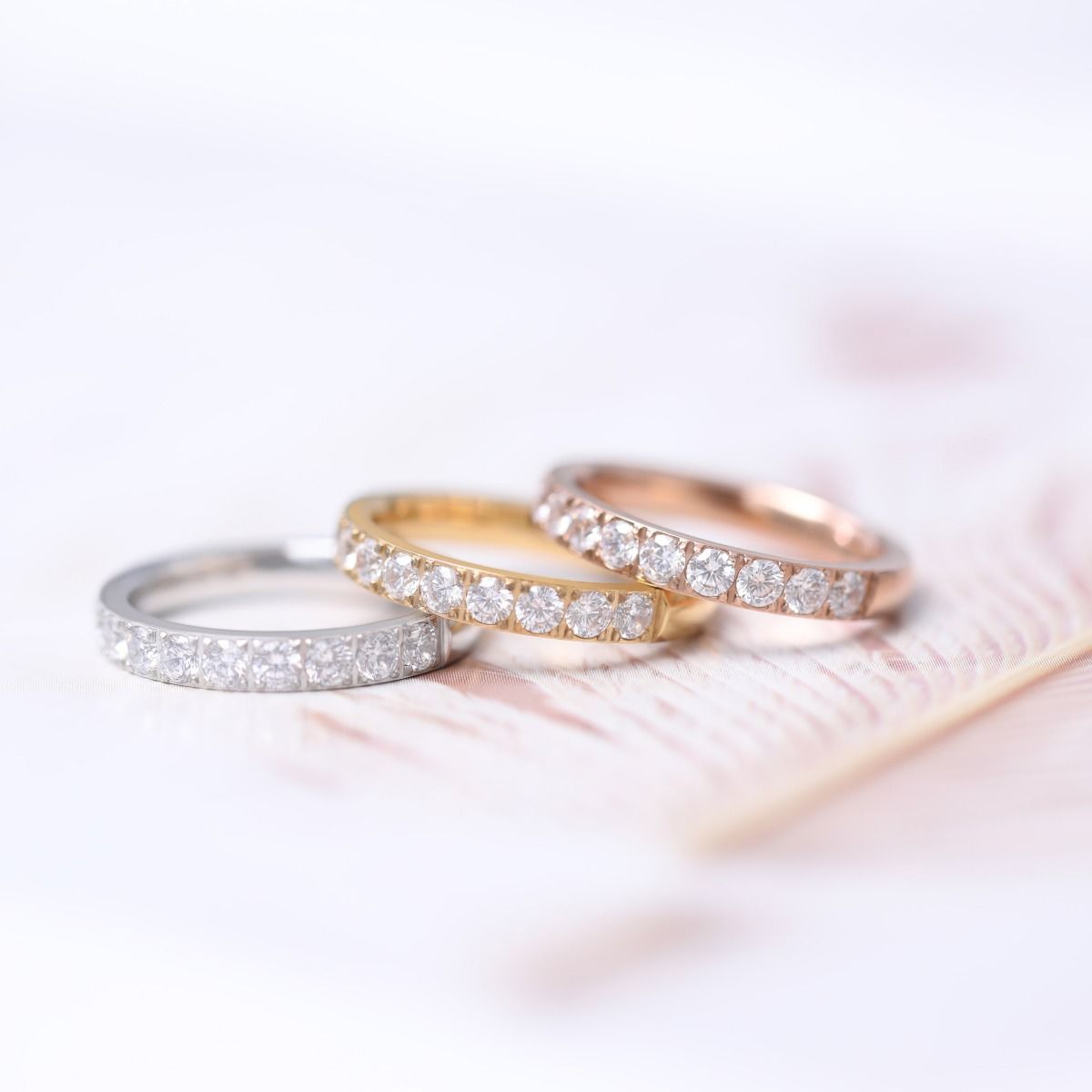 3mm Womens Titanium Rings For Women Half Cubic Zirconia Wedding Engagement Bands