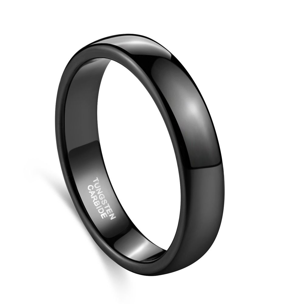 4mm Black Color Men Women Tungsten Rings High Polished Wedding Bands