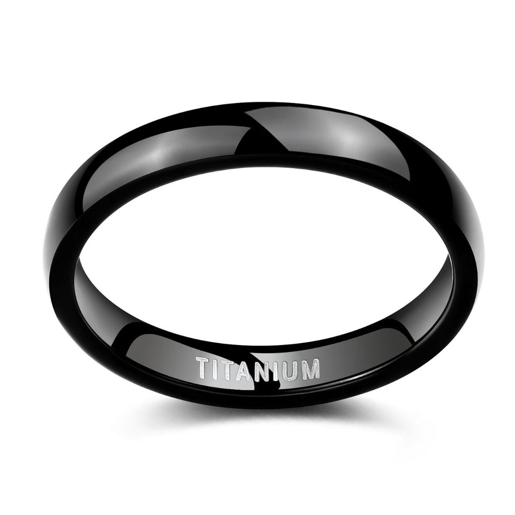 4mm Black Titanium Ring Dome High Polished Man Women Wedding Bands