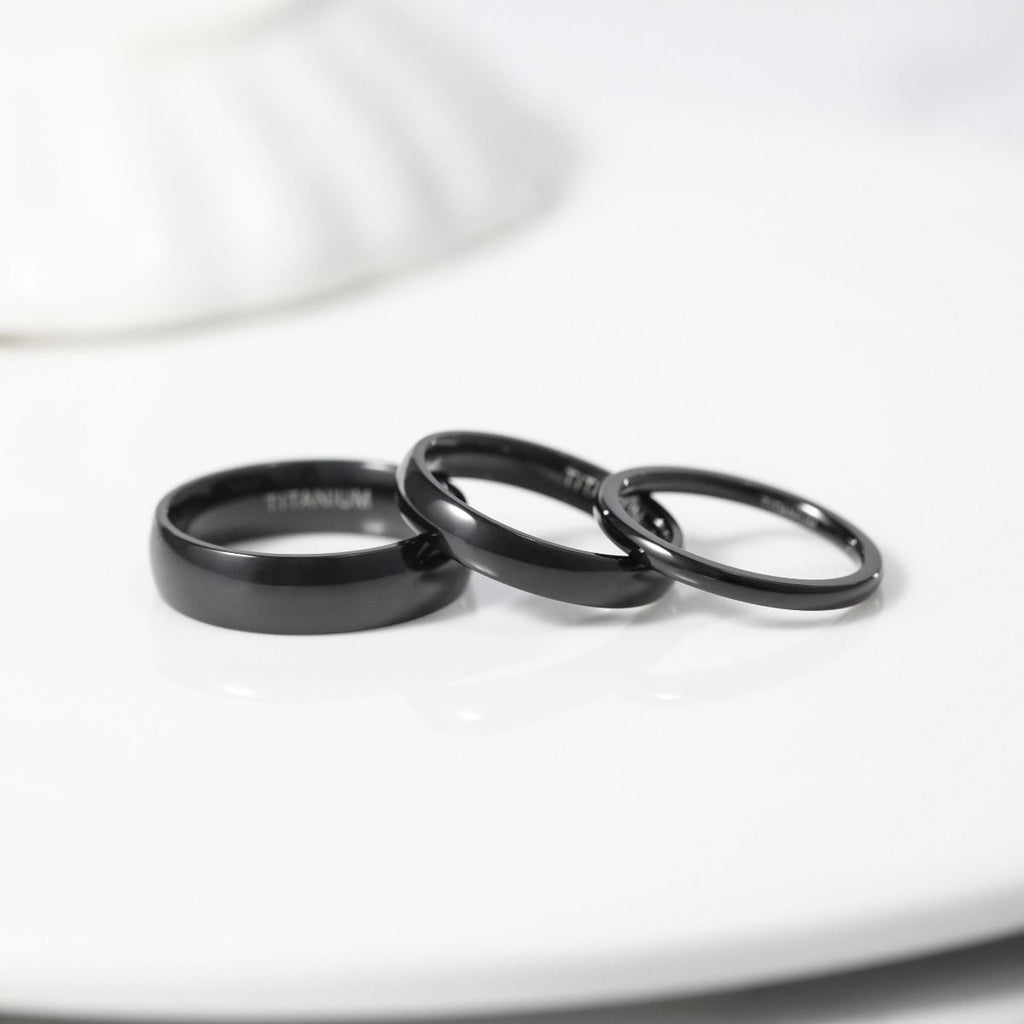 4mm Black Titanium Ring Dome High Polished Man Women Wedding Bands