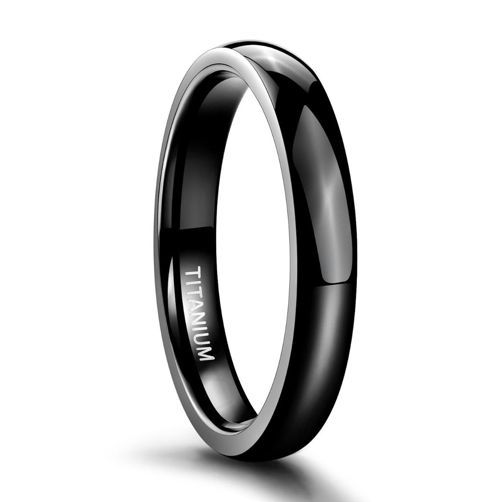 4mm Black Titanium Ring Dome High Polished Man Women Wedding Bands