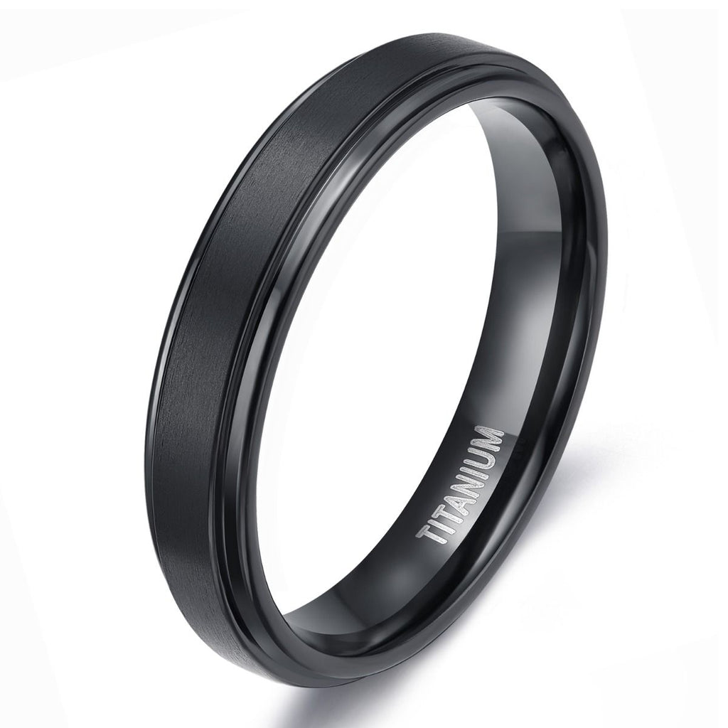 4mm Black Titanium Rings Man Brushed Matte Wedding Band Women Engagement Rings