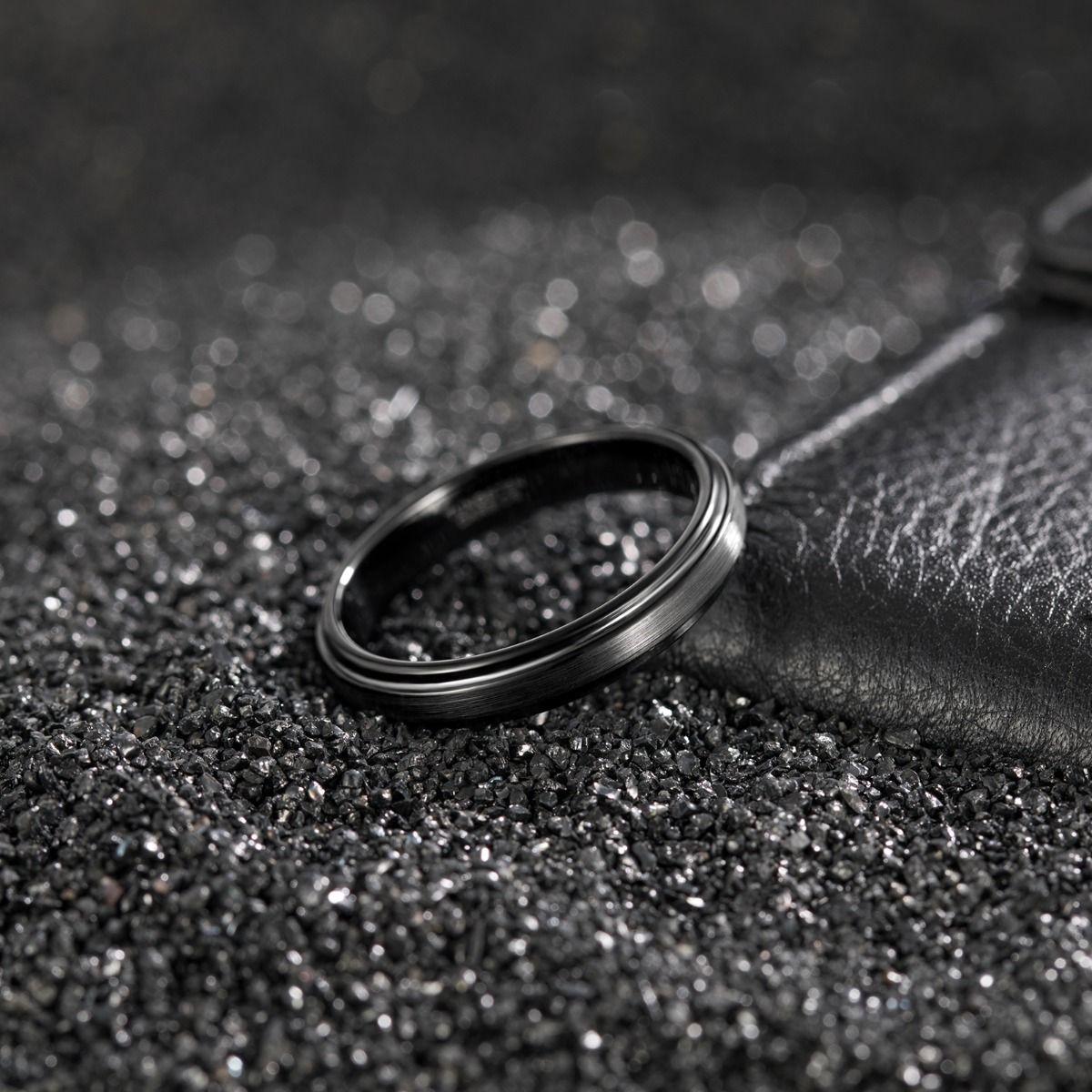 4mm Black Tungsten Carbide Ring Brushed Ring Men Women Wedding Bands