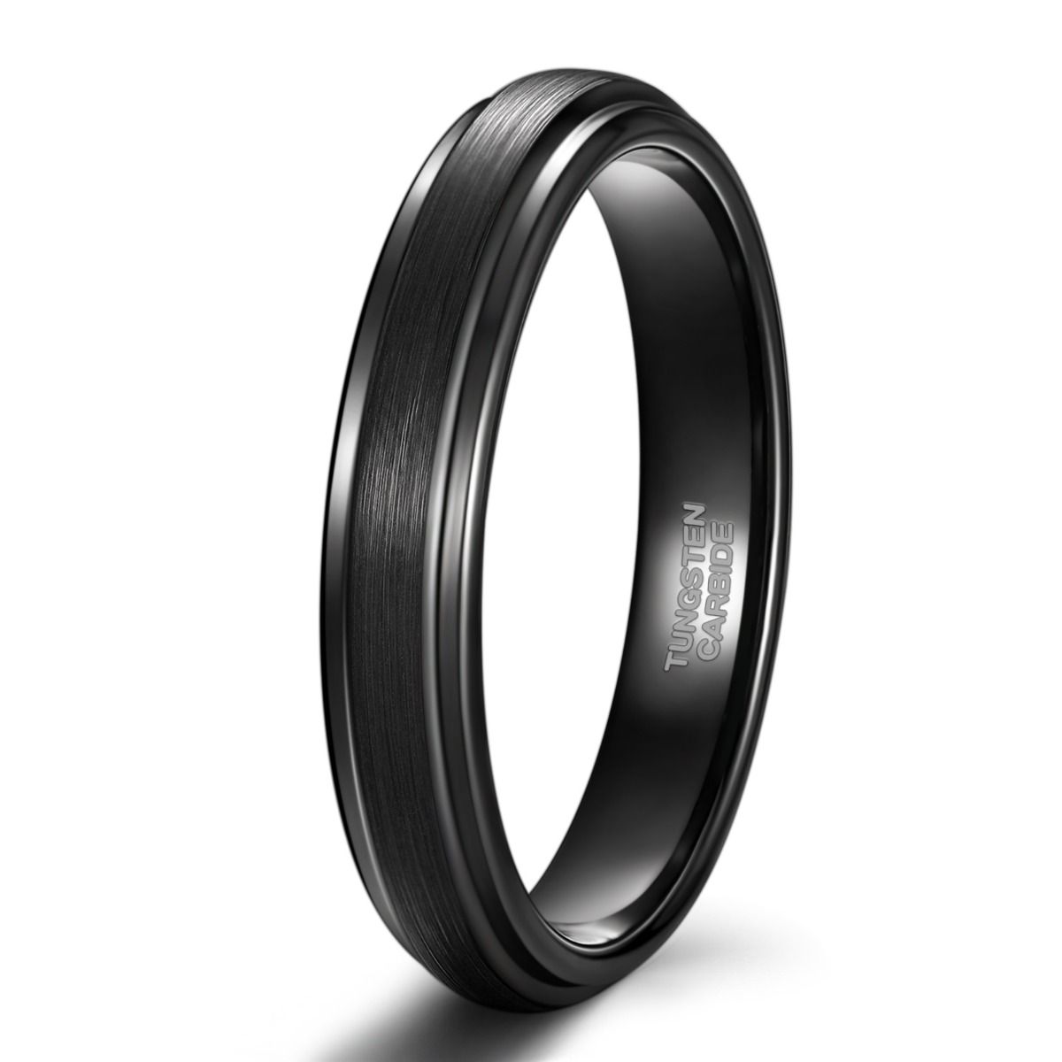 4mm Black Tungsten Carbide Ring Brushed Ring Men Women Wedding Bands