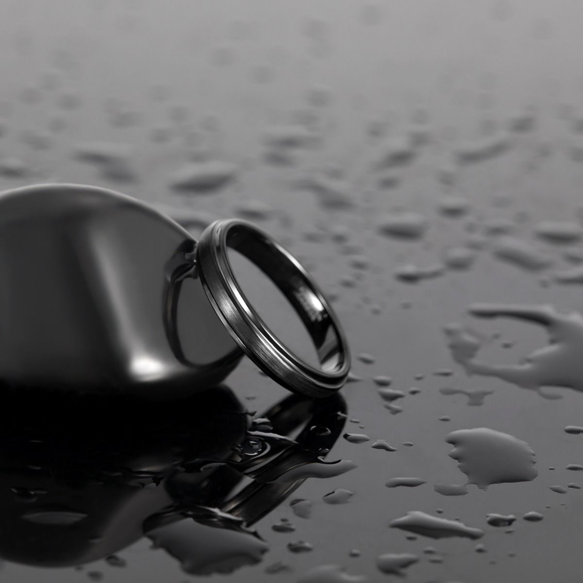 4mm Black Tungsten Carbide Ring Brushed Ring Men Women Wedding Bands