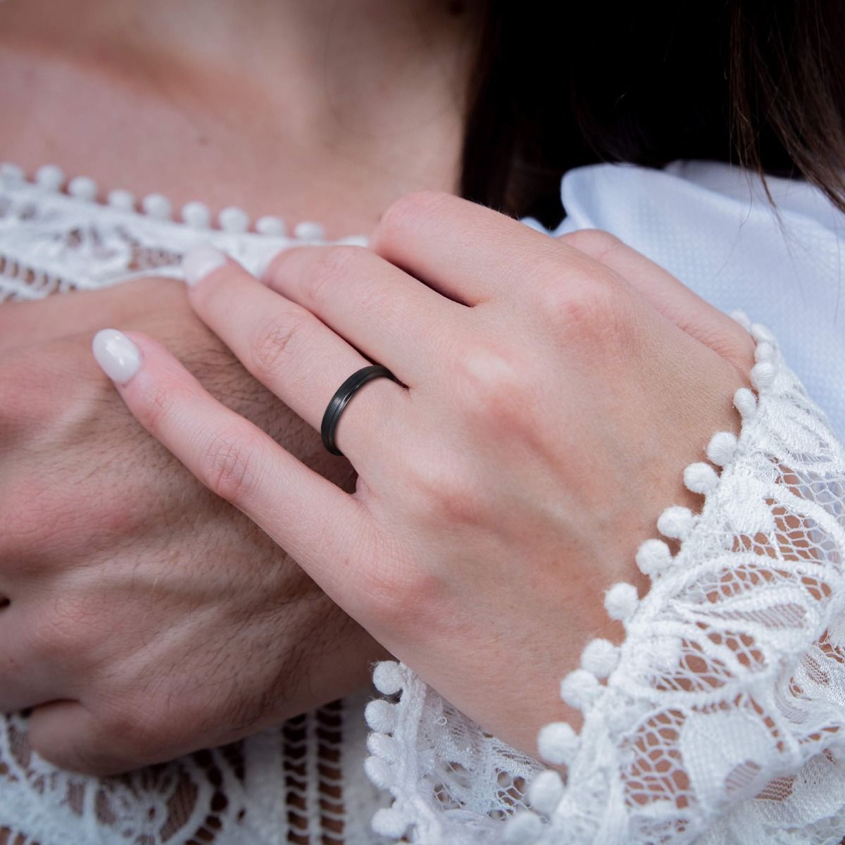 4mm Black Tungsten Carbide Ring Brushed Ring Men Women Wedding Bands