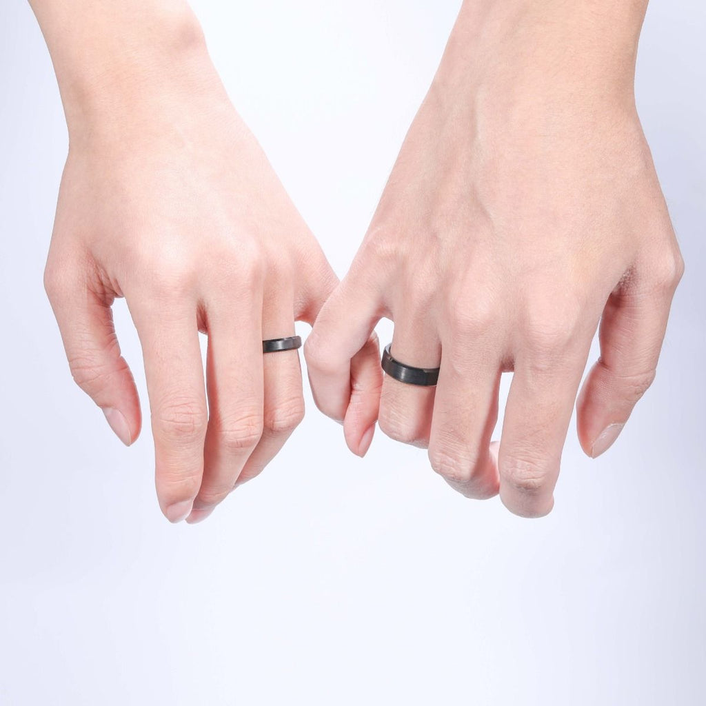 4mm Black Tungsten Carbide Rings Brushed Blue Inner Ring Engagement Wedding Bands