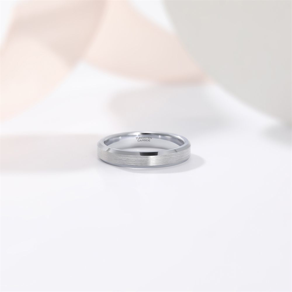 4mm Brushed Tungsten Rings Silver Men Tungsten Carbide Ring Wedding Rings