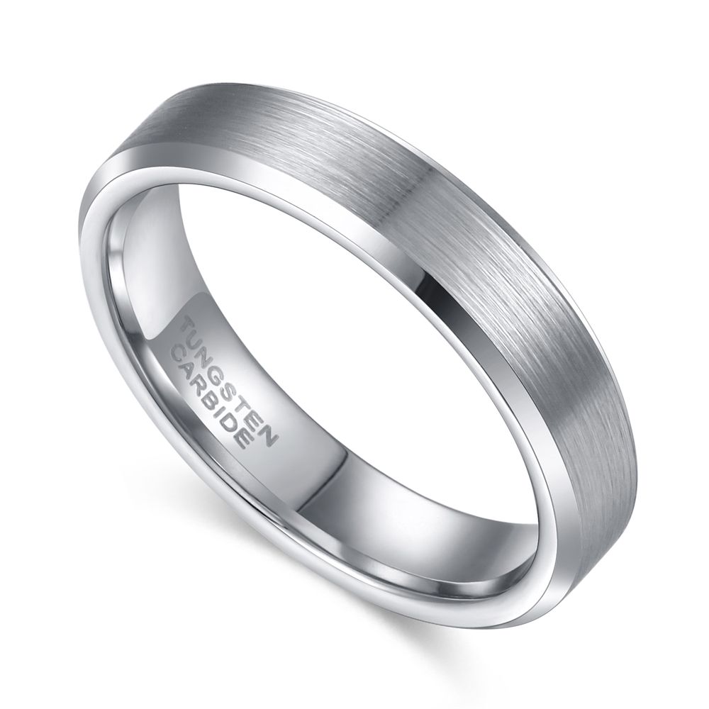 4mm Brushed Tungsten Rings Silver Men Tungsten Carbide Ring Wedding Rings