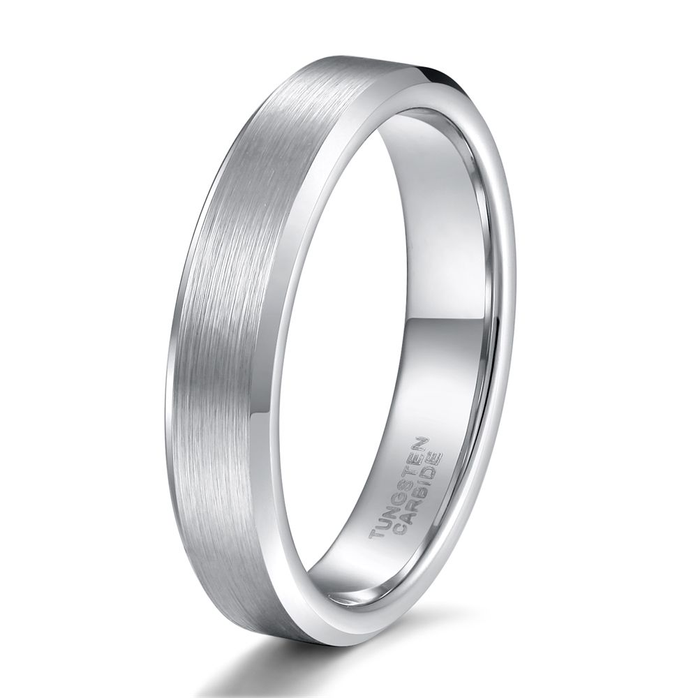 4mm Brushed Tungsten Rings Silver Men Tungsten Carbide Ring Wedding Rings