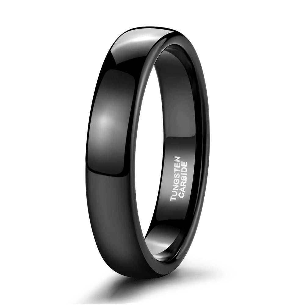 4mm Classic Tungsten Wedding Bands Ring for Men Black Polished Tungsten Carbide Rings