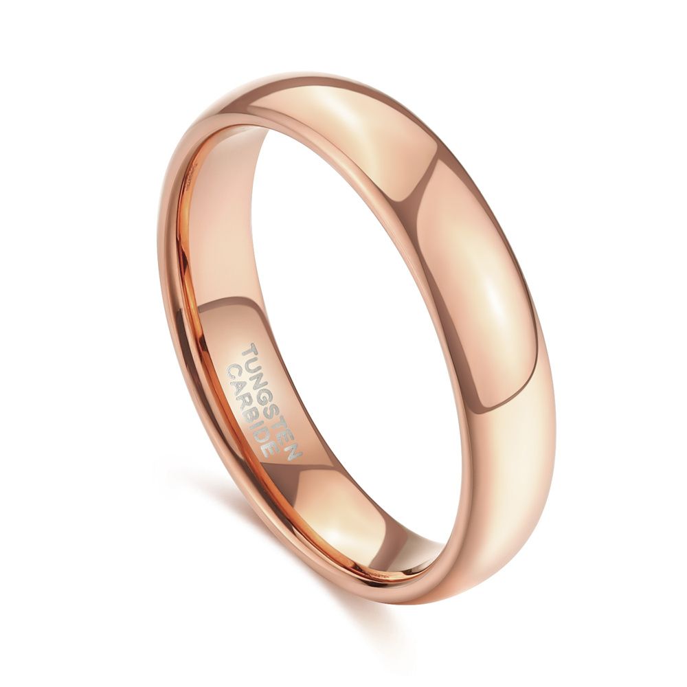 4mm Dome High Polished Tungsten Carbide Rings Rose Gold Women Engagement Wedding Bands