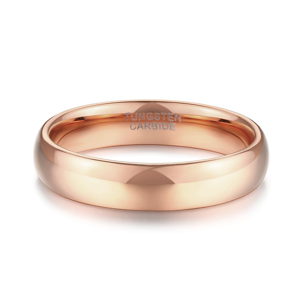 4mm Dome High Polished Tungsten Carbide Rings Rose Gold Women Engagement Wedding Bands