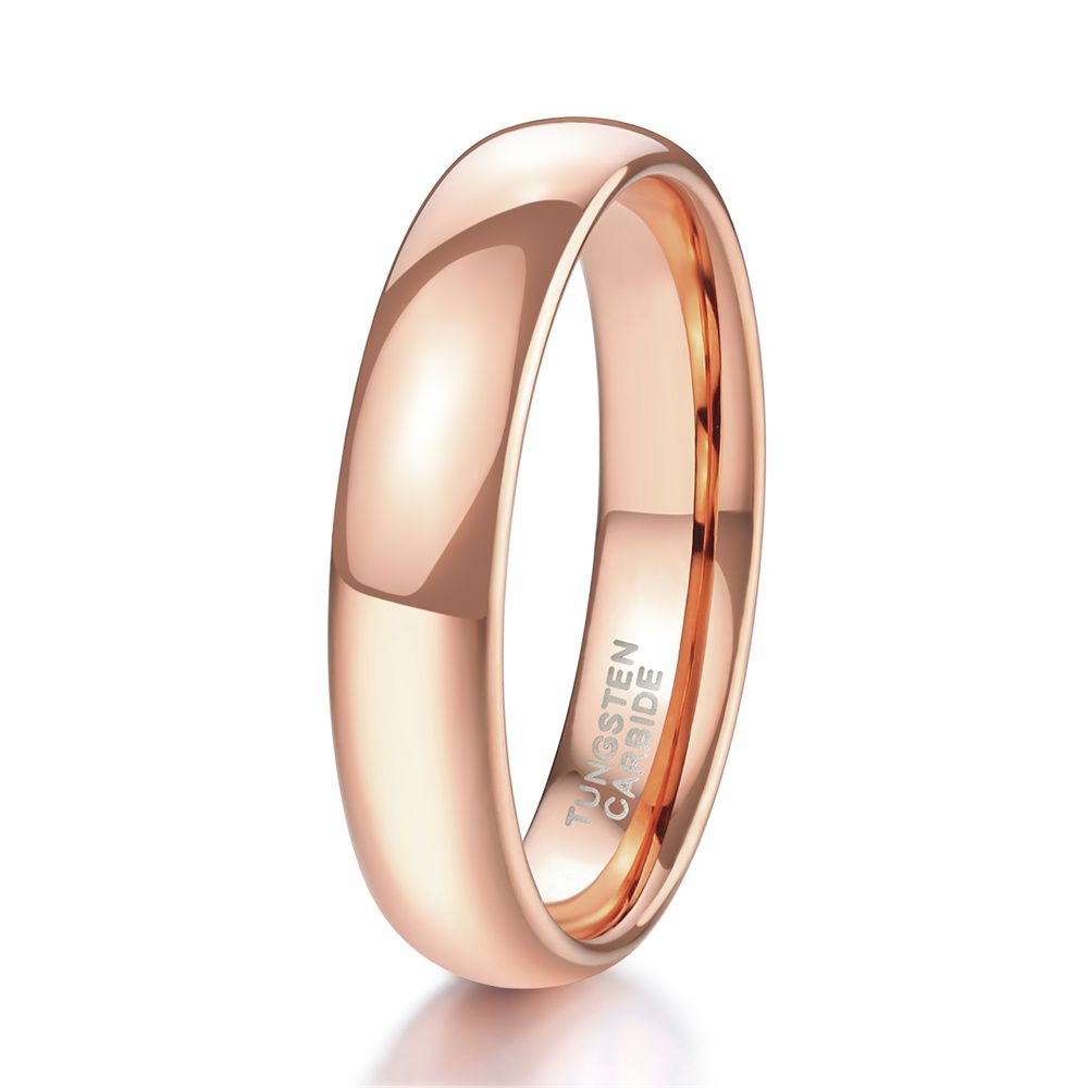 4mm Dome High Polished Tungsten Carbide Rings Rose Gold Women Engagement Wedding Bands