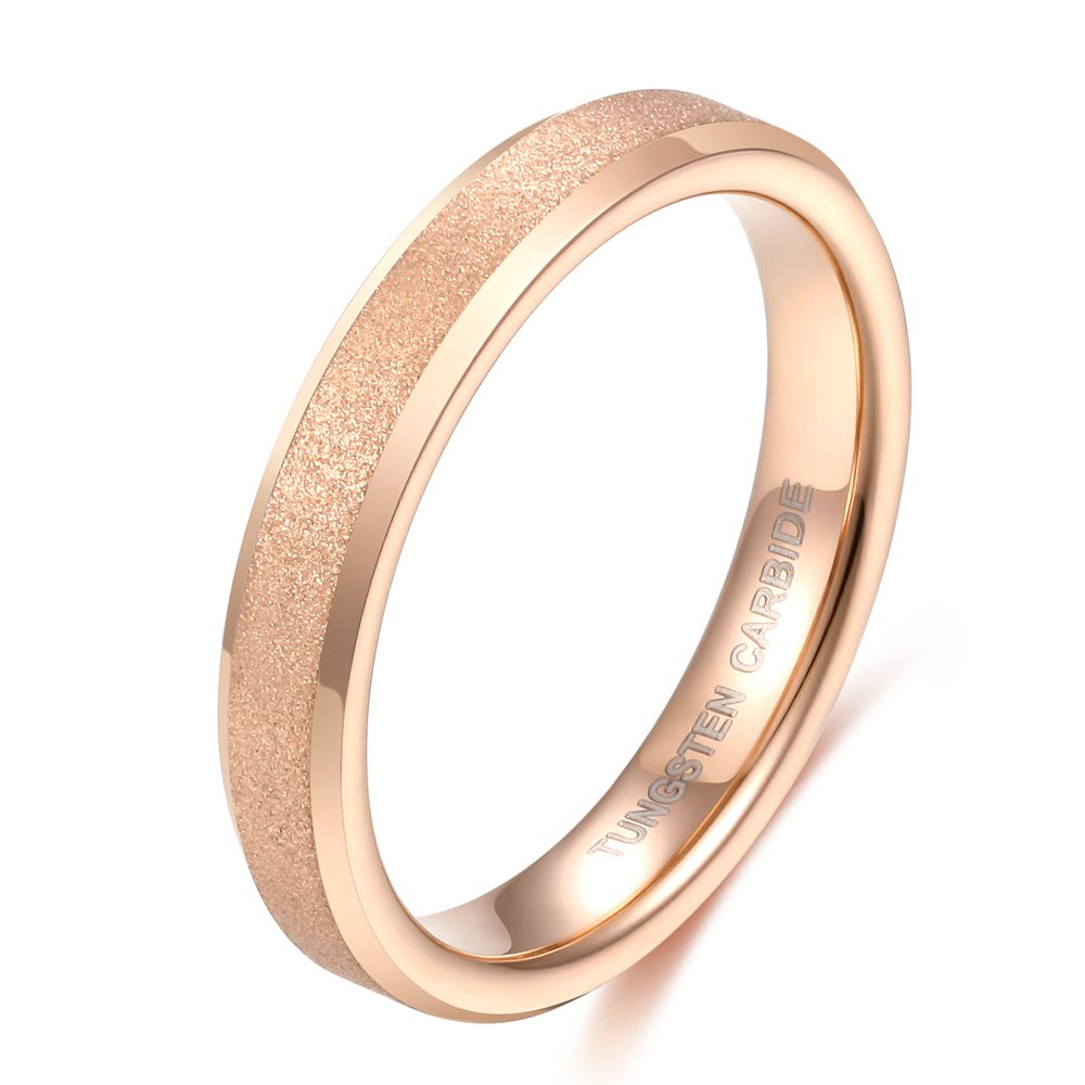 4mm Frosted Tungsten Carbide Rings Rose Gold Women Matte Ring