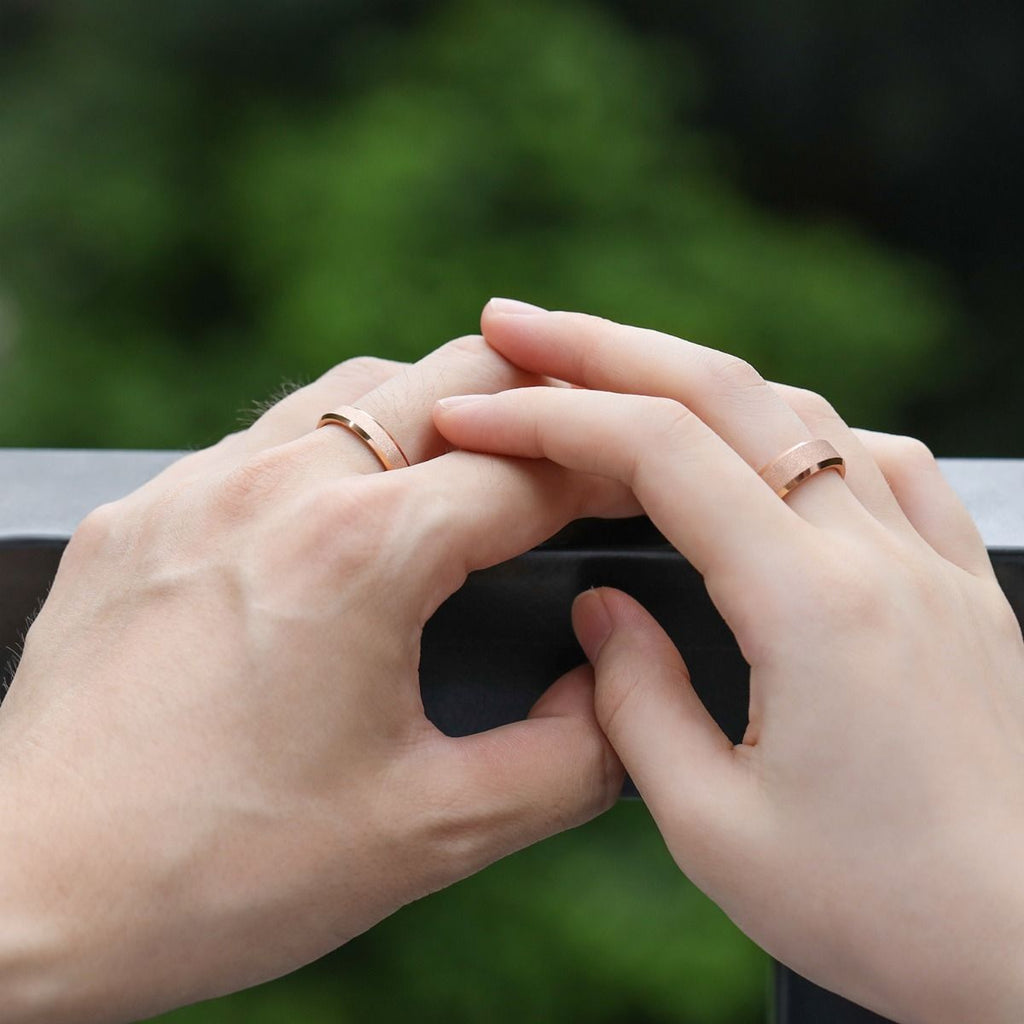 4mm Frosted Tungsten Carbide Rings Rose Gold Women Matte Ring