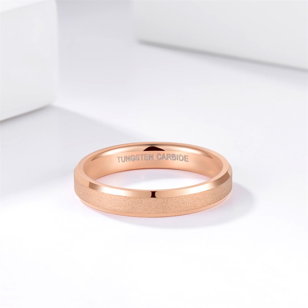 4mm Frosted Tungsten Carbide Rings Rose Gold Women Matte Ring
