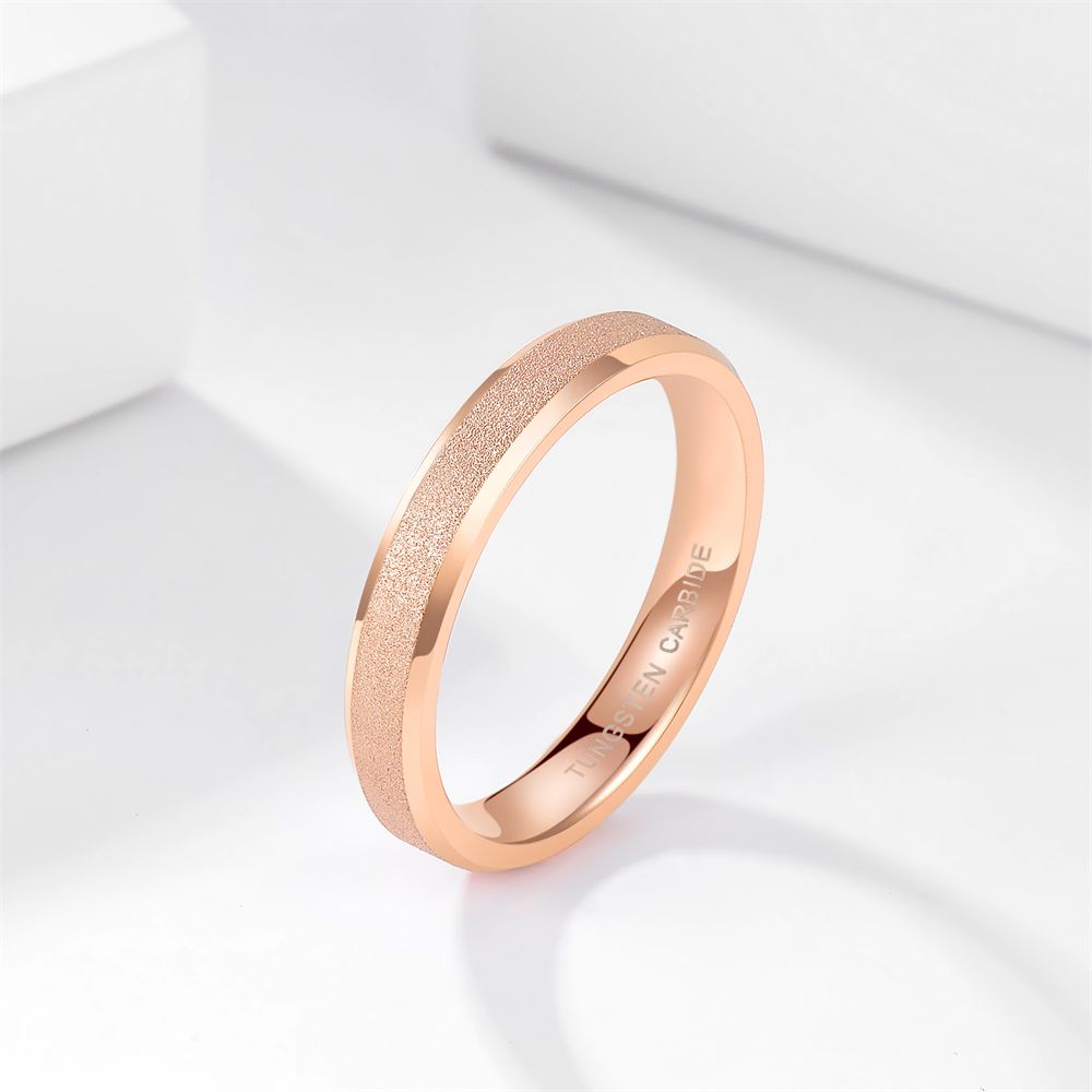 4mm Frosted Tungsten Carbide Rings Rose Gold Women Matte Ring
