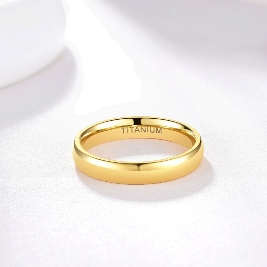 4mm Gold Color Titanium Ring Dome High Polished Man Women Wedding Bands