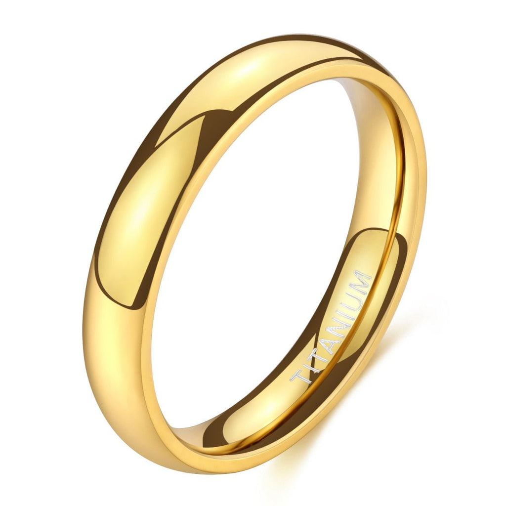 4mm Gold Color Titanium Ring Dome High Polished Man Women Wedding Bands