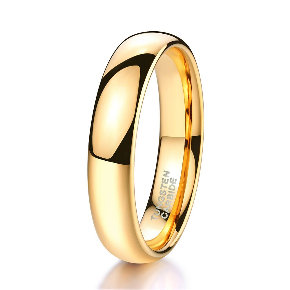 4mm High Polished 24k Gold Tungsten Rings For Men Women Wedding Bands