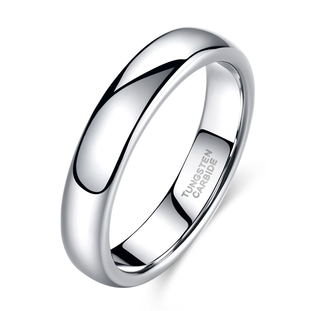 4mm High Polished Silver Color Tungsten Rings For Men Women Wedding Bands