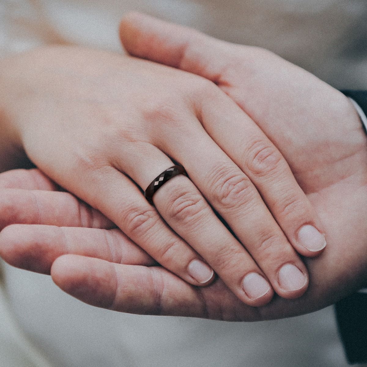 4mm Men Women Multi-Faceted Tungsten Carbide Rings Black Engagement Bands