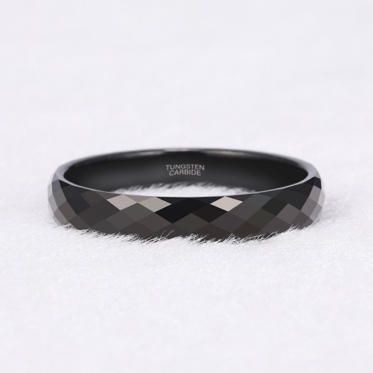 4mm Men Women Multi-Faceted Tungsten Carbide Rings Black Engagement Bands