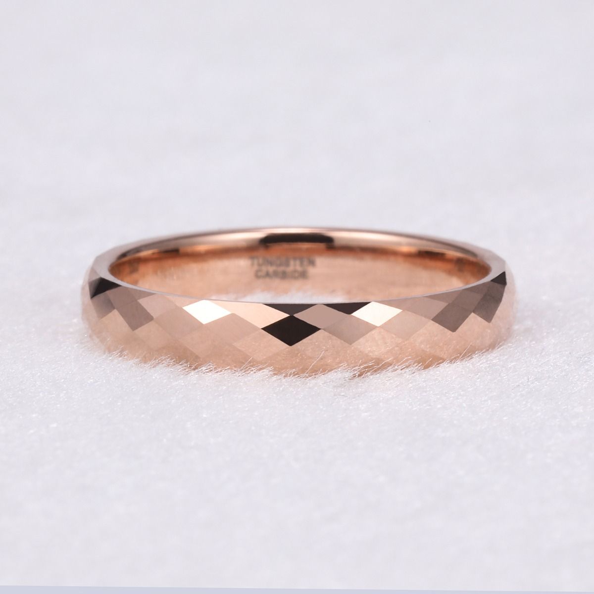 4mm Men Women Multi-Faceted Tungsten Carbide Rings Rose Gold Engagement Bands